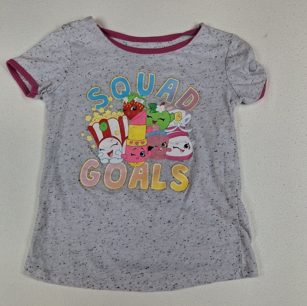 Shopkins Gray 'Squad Goals' T-Shirt with Pink Trim